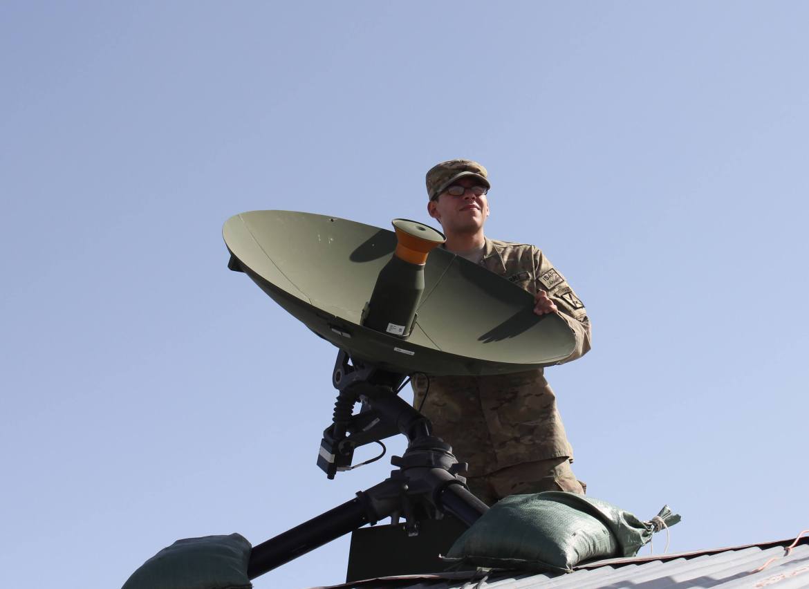 Army Soldier Uses Air Force Global Broadcasting System GBS to Direct Fire