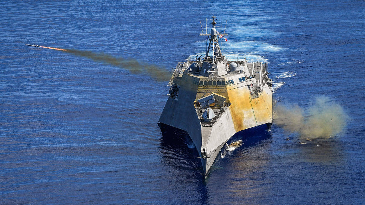 USS Gabrielle Giffords LCS 10 Launches Naval Strike Missile 1