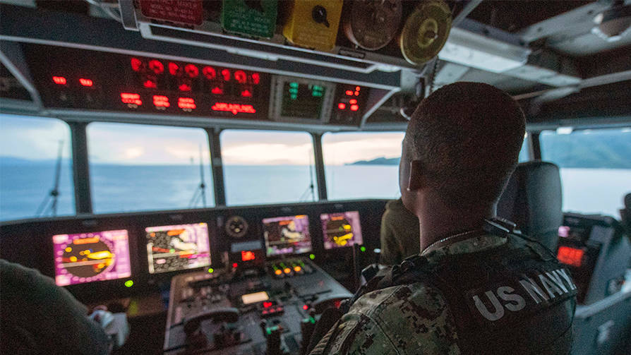 Sailor Stands Watch Aboard USNS City of Bismarck EPF-9