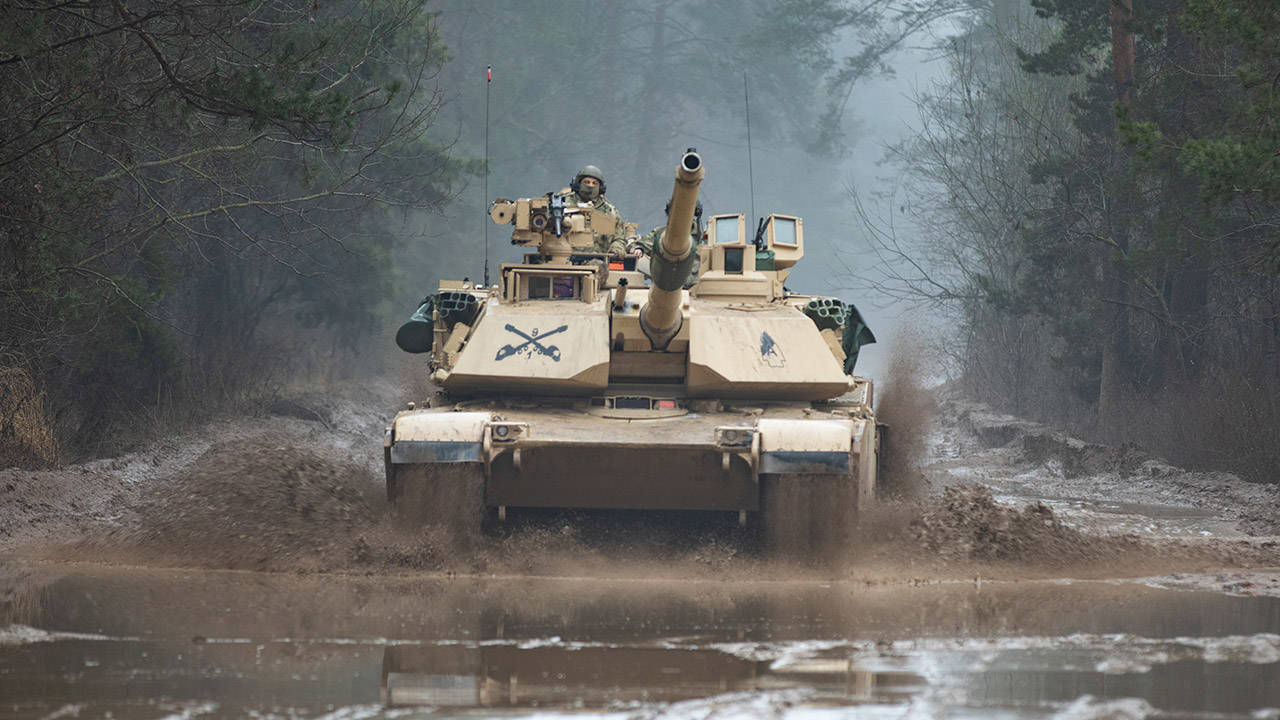 M1A2 Abrams tank during a live fire exercise in Poland