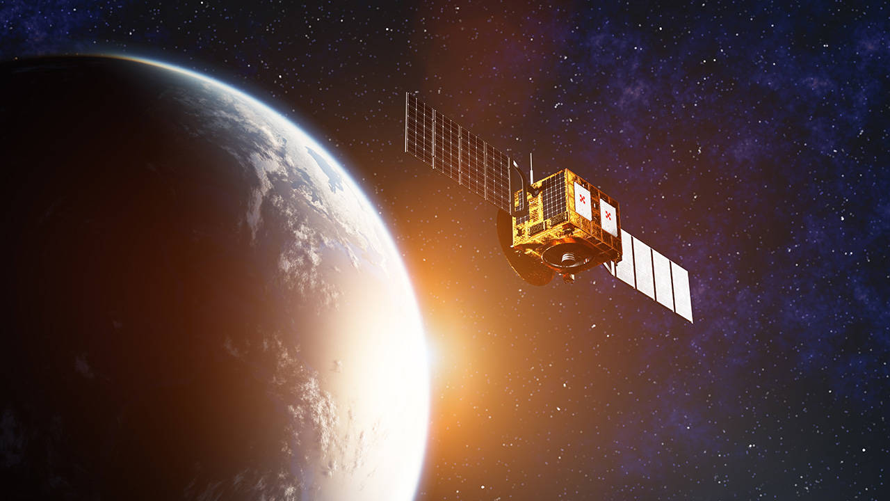 Space satellite near Earth