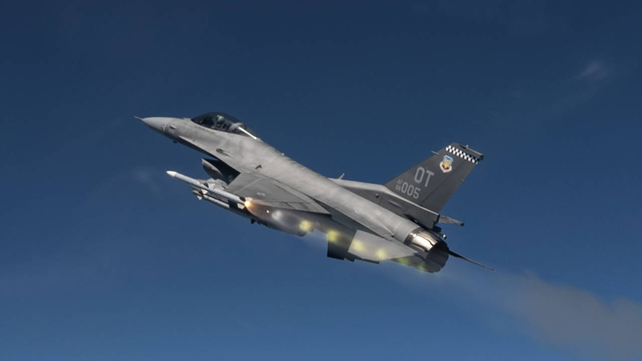 F-16 Test Fires AMRAAM Missile