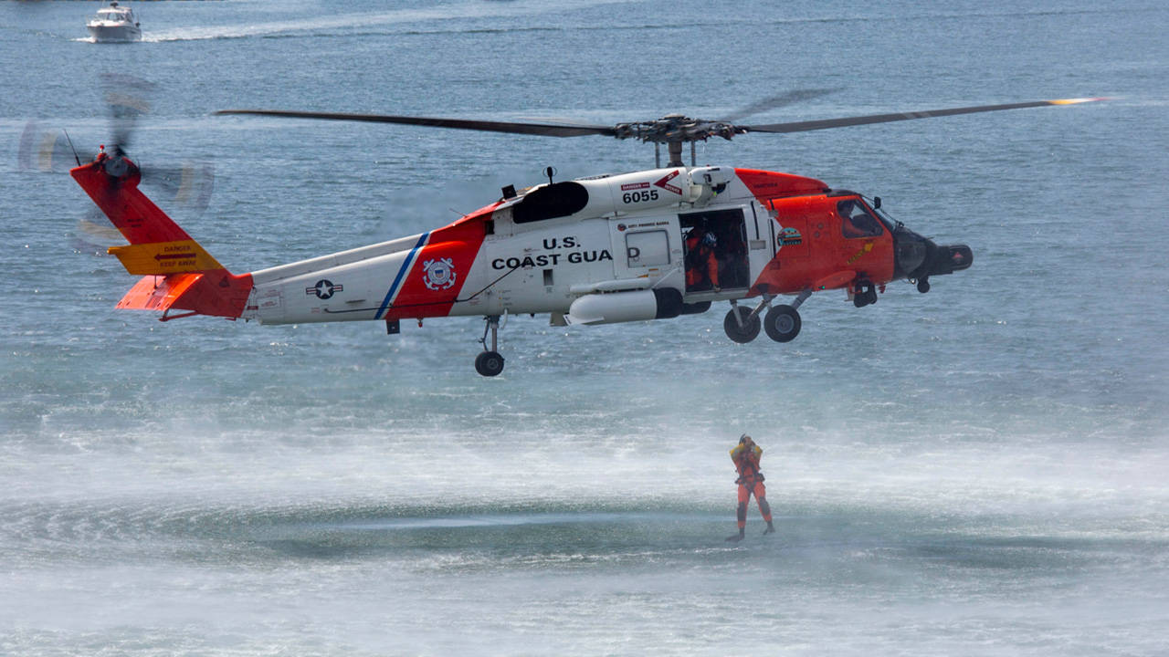 US Coast Guard Rescue Helicopter USCG Swimmer