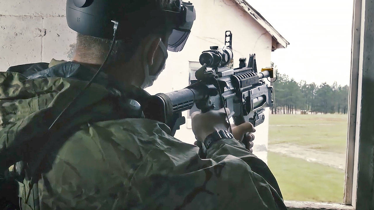 Soldier with Synthetic Training Environment System (STE)