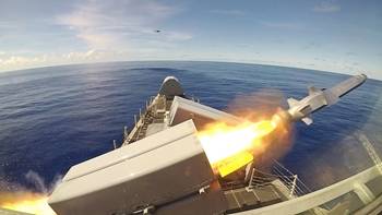 LCS 10 USS Gabrielle Giffords Firing Naval Strike Missile NSN