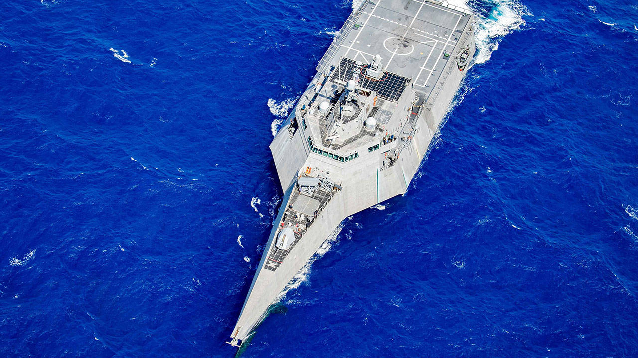 USS Charleston LCS 18 Transits the Philippine Sea