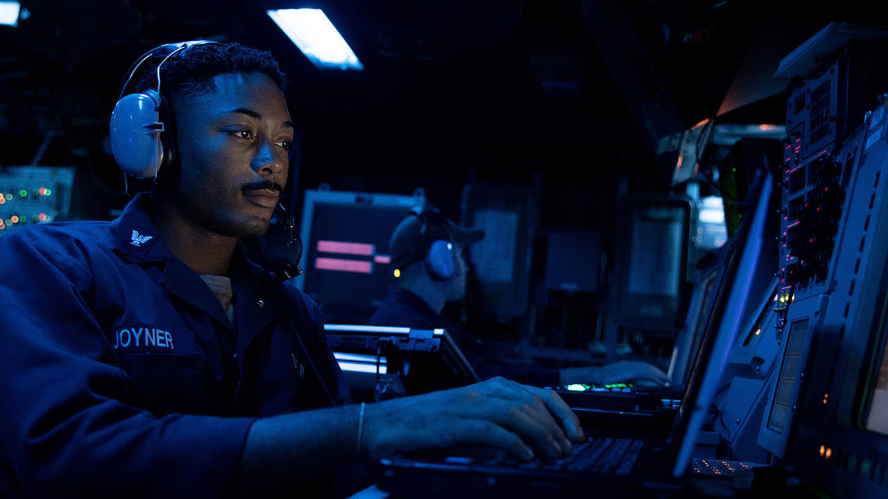 Sailor Stands Watch Aboard USS Hopper