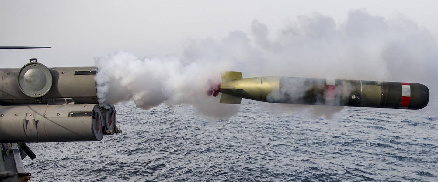 MK 54 Torpedo launched from guided-missile destroyer USS Roosevelt