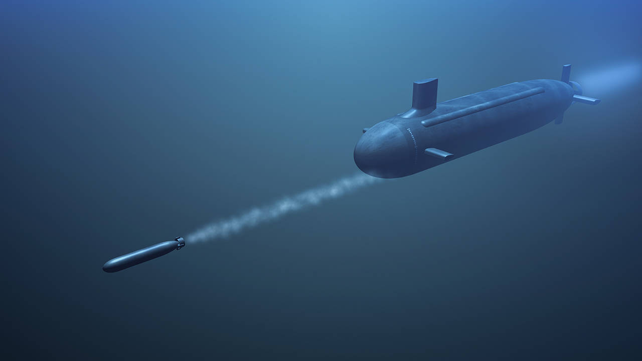 Submarine Launches Torpedo Graphic