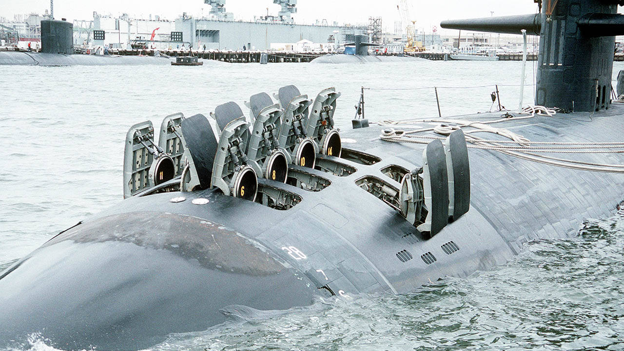 USS Oklahoma City Submarine SSN 723 vertical-launch Tomahawk missile tubes
