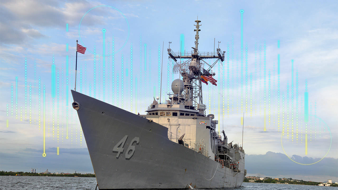 Perry-class frigate USS Rentz with Cyber Graphics