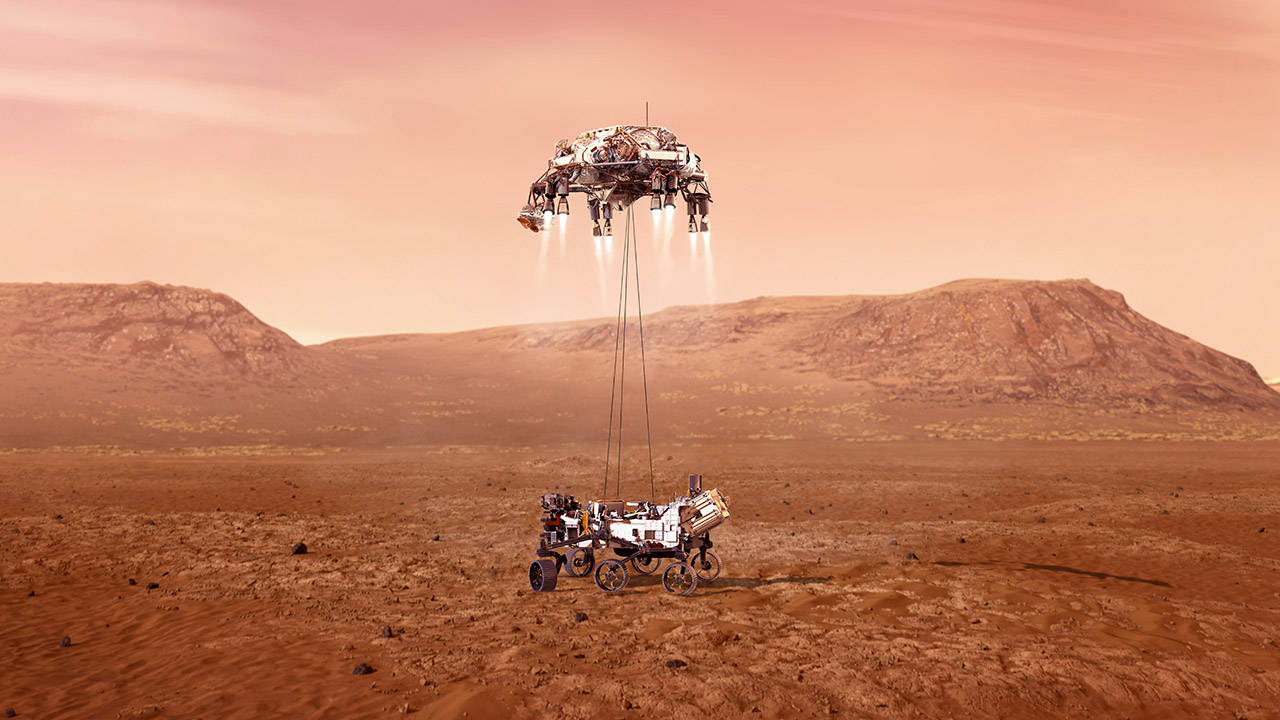 NASA's Perseverance rover landing on Mars Illustration